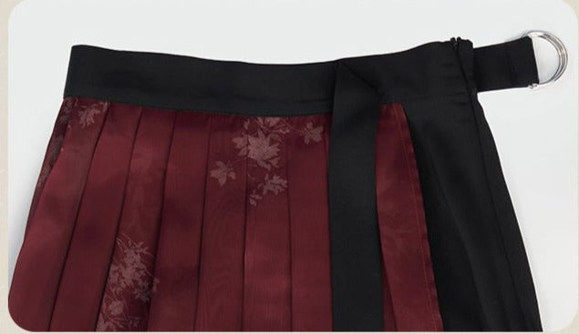 Moonlight flower Japanese style print pleated skirt Japanese loli