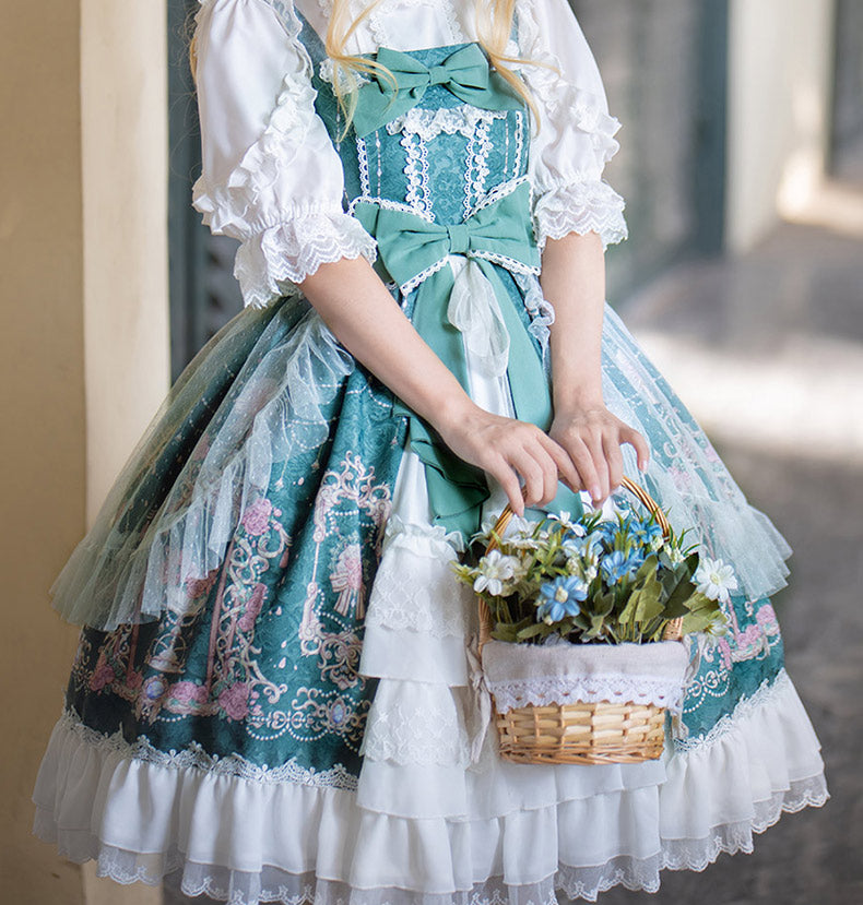 【予約販売】ダブルリボンフロントレース ロリータジャンパースカート