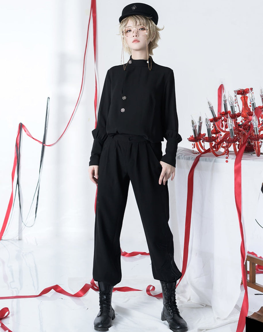 [Pre-order] Black Knight Prince stand collar blouse