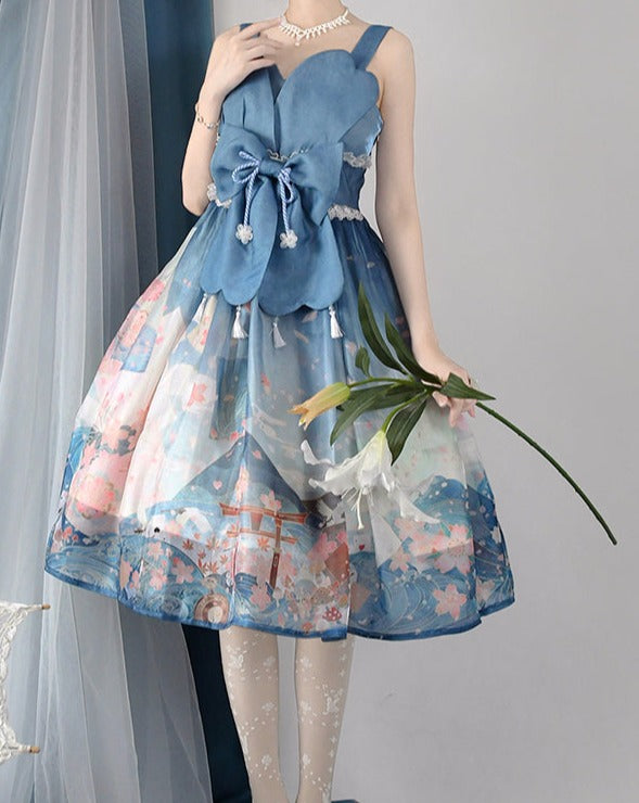 桜の国のアリス 和ロリ花びらジャンパースカート