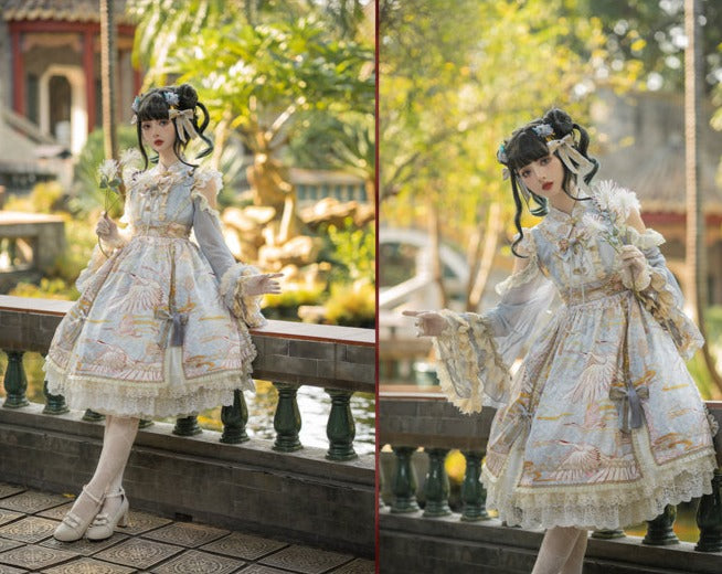鶴の飛翔 華ロリプリンセスドレス フルセット
