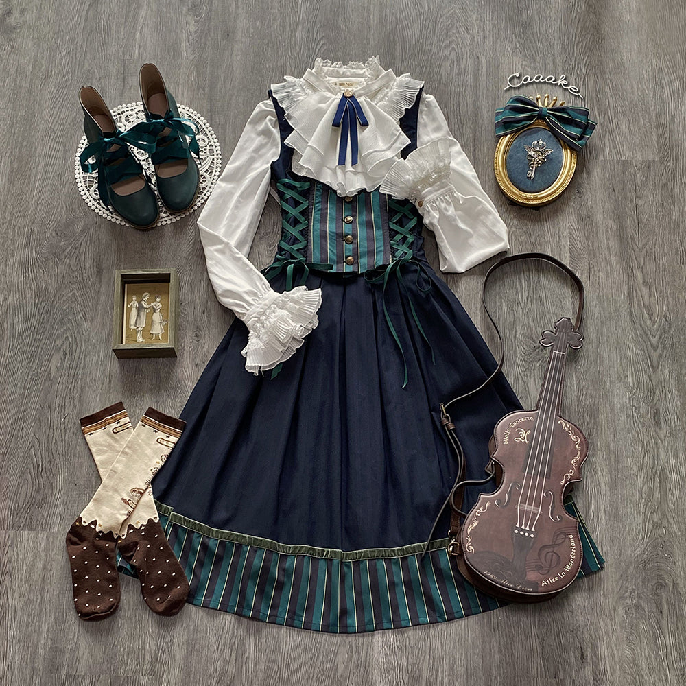 [Pre-order] Lord and noble's gothic lolita vertical striped skirt and vest