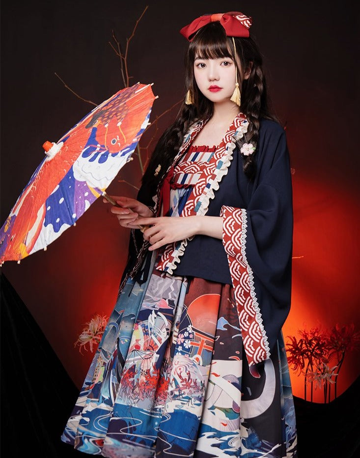 Hyakki Yako Print Jumper Skirt and Top Japanese Lolita