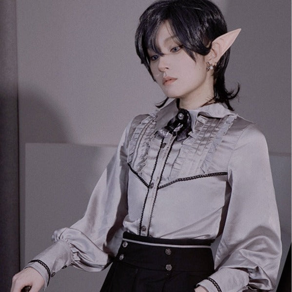 皇子系ロリィタ 騎士風フリルタイブラウス