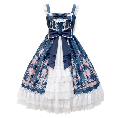 【予約販売】ダブルリボンフロントレース ロリータジャンパースカート