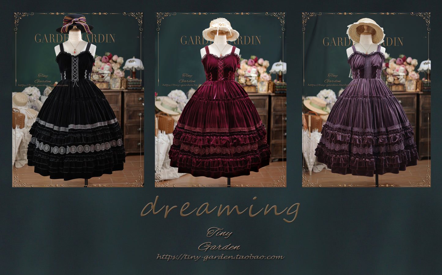【予約販売】Dream Bouquet ベルベットジャンパースカート ロング丈