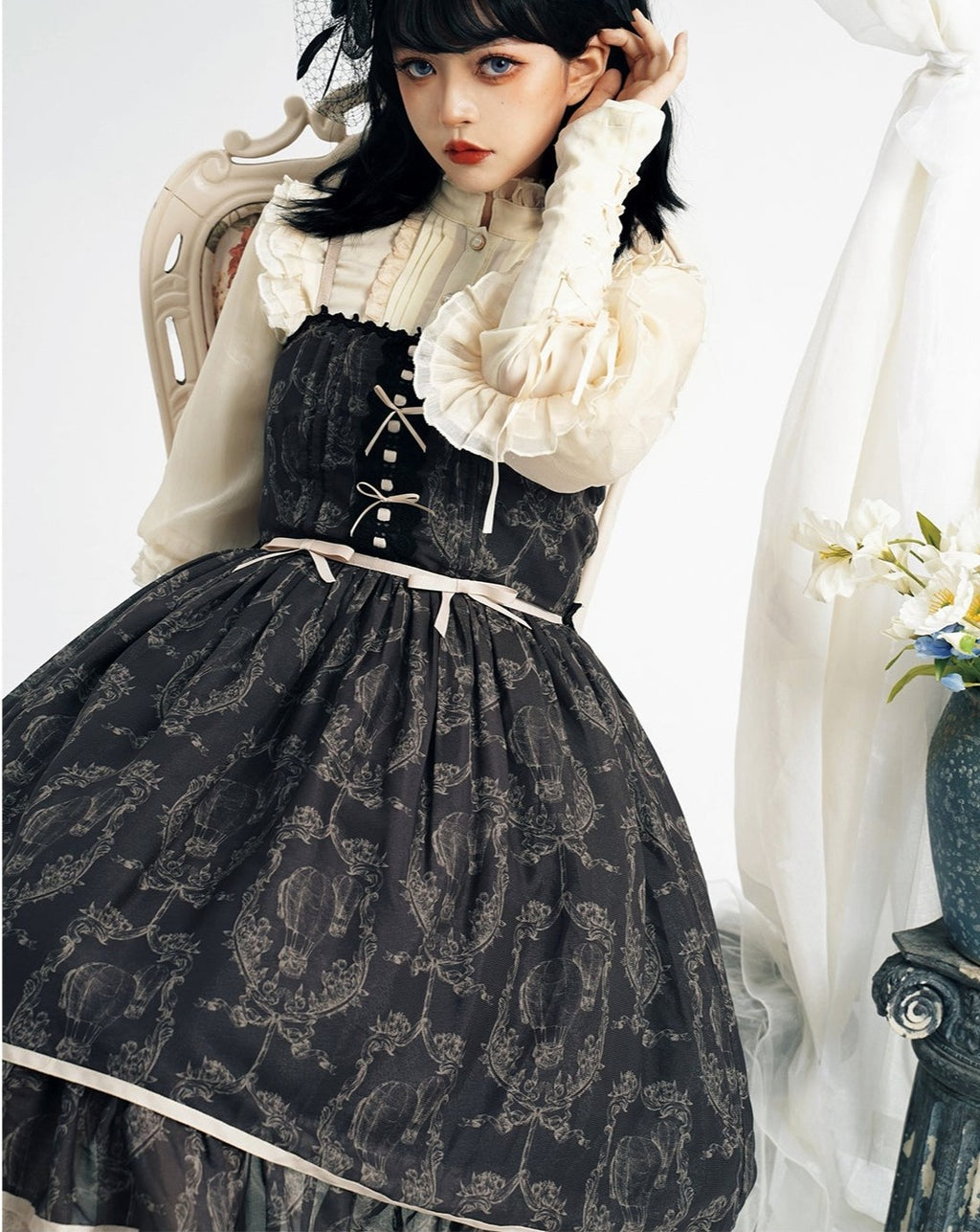 Irene フラワープリントジャンパースカート