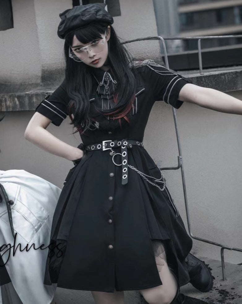 [Pre-order] Military Lolita Dark Gothic Short Sleeve Dress