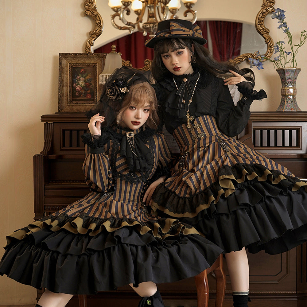【予約販売】領主貴族のゴスロリ縦縞ハイウエストスカート