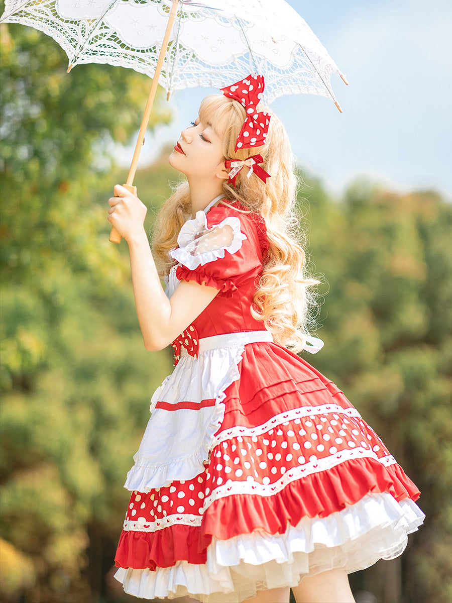 Lolita dress with heart pocket and polka dots