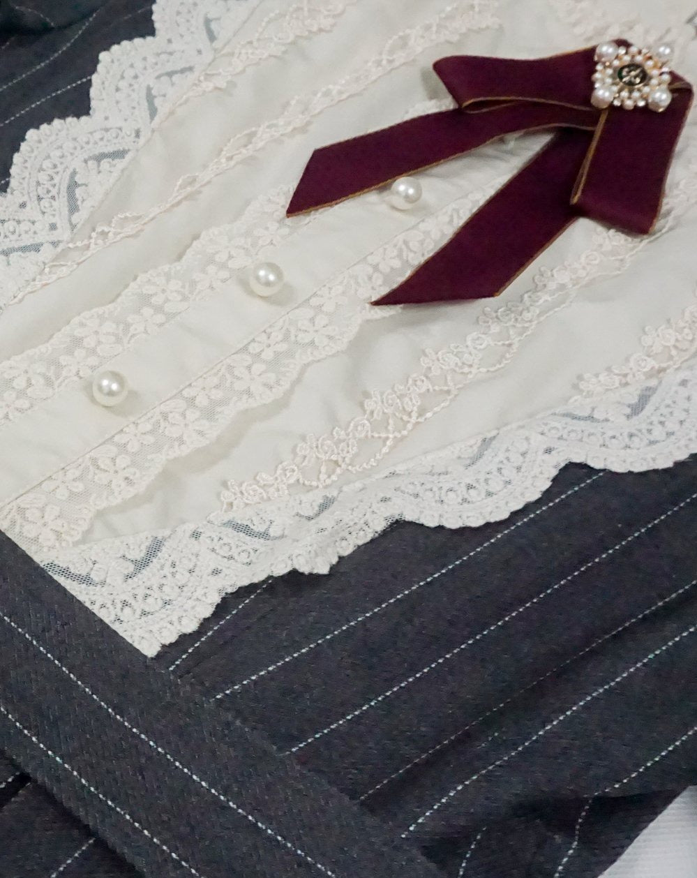 【予約販売】英国クラシカルロリィタ縦縞ワンピース