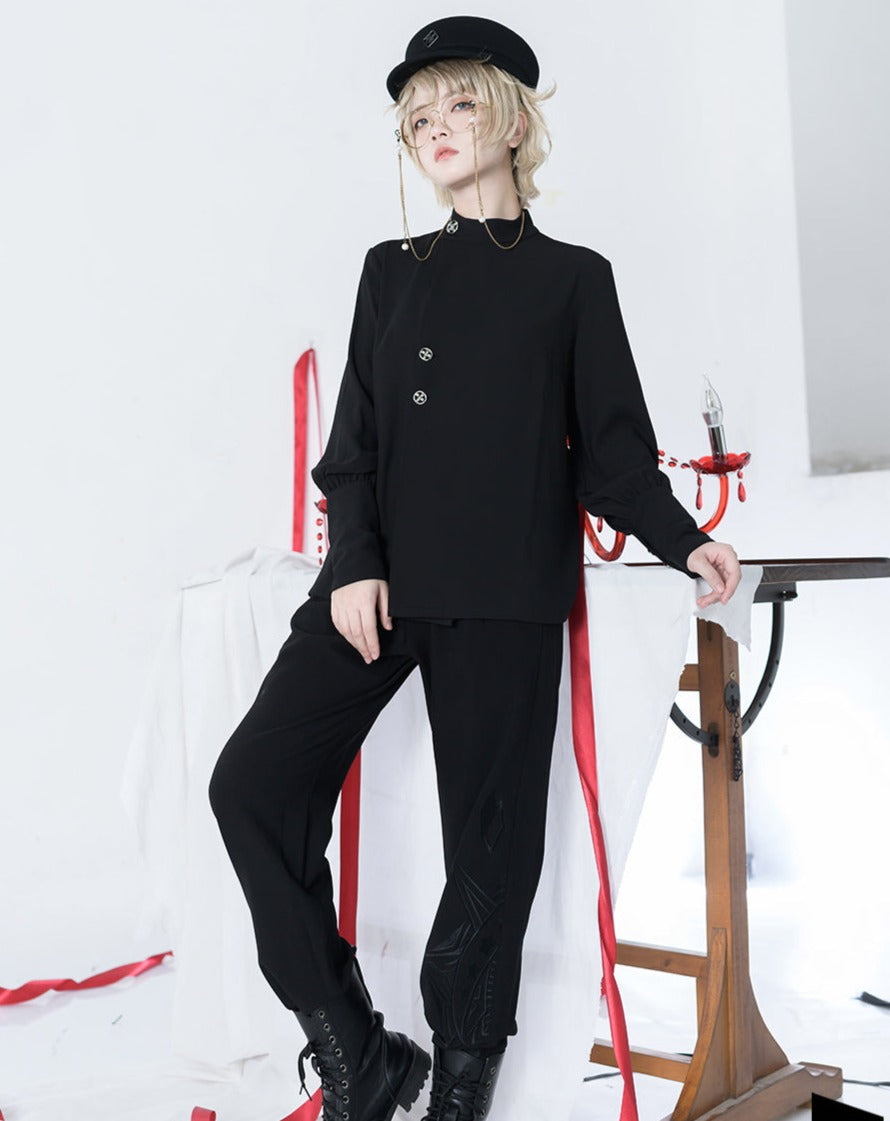 [Pre-order] Black Knight Prince stand collar blouse
