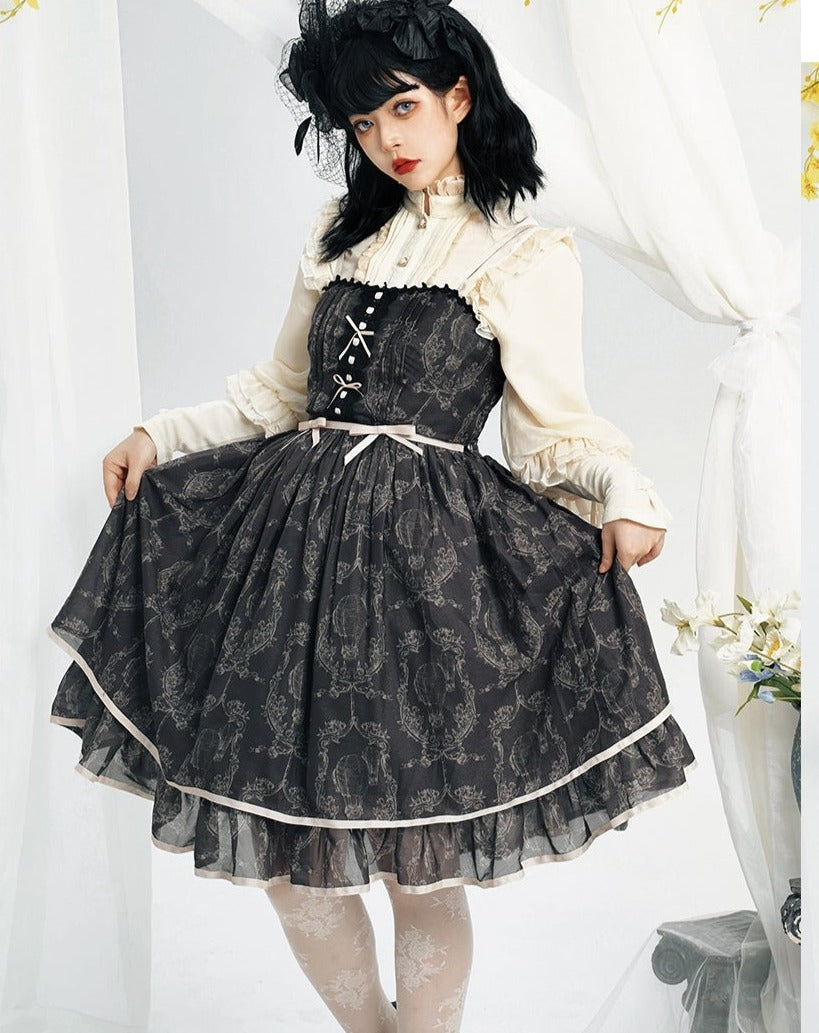 Irene フラワープリントジャンパースカート