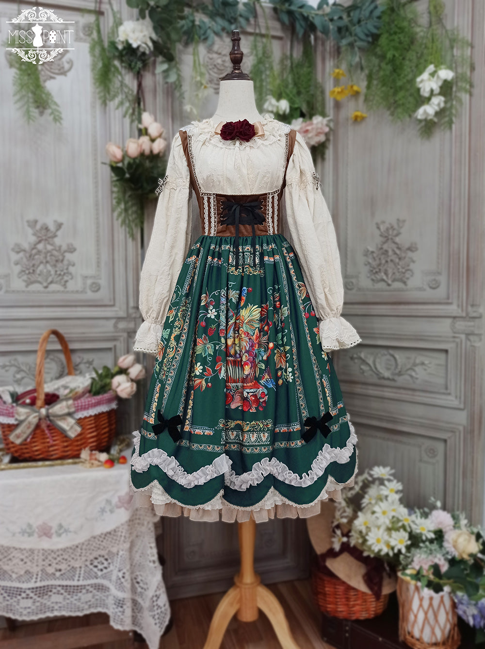 [Pre-order] Bavarian Girl Country-style Jumper Skirt [Long Type]