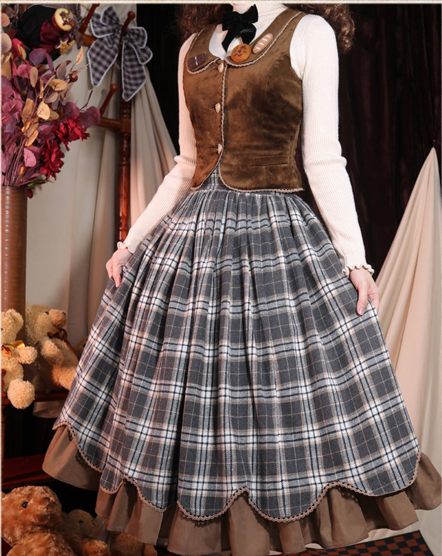 [Pre-order] Classical layered skirt with plaid pattern