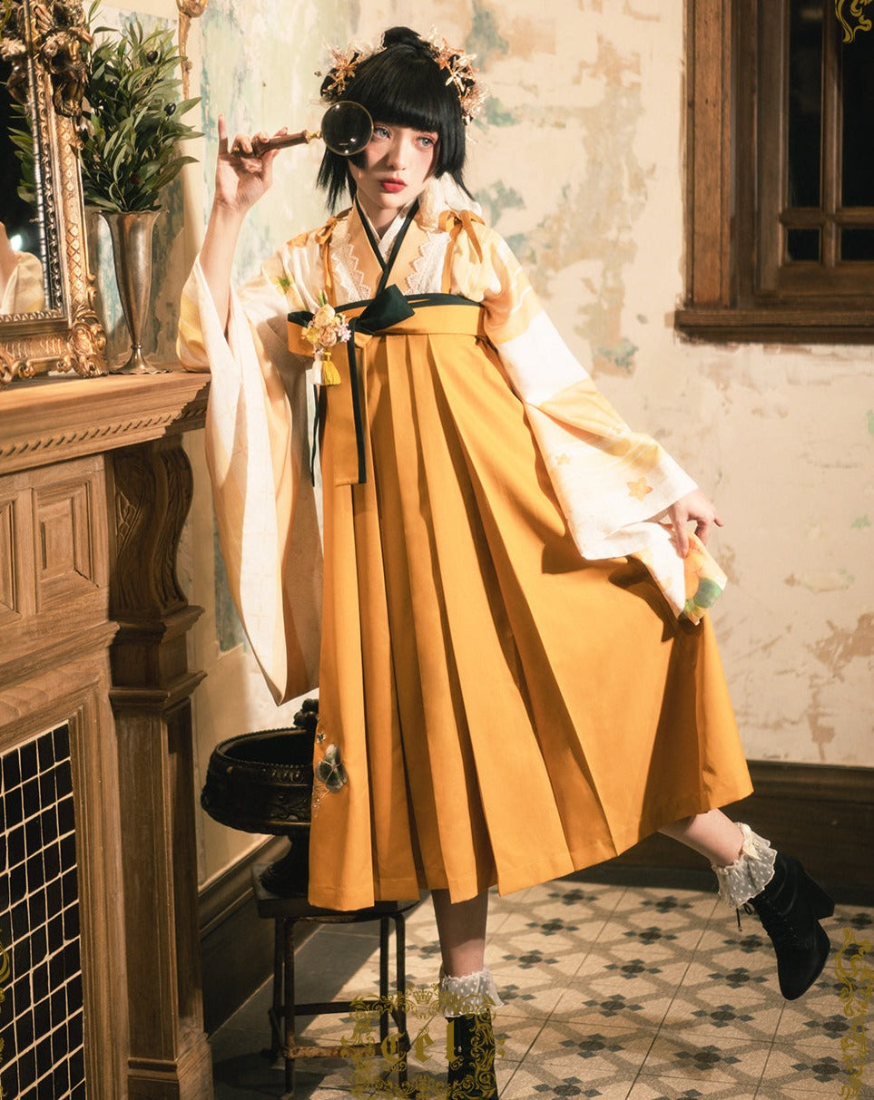 Japanese-style print and lace kimono-style tops [20% off when purchased together]