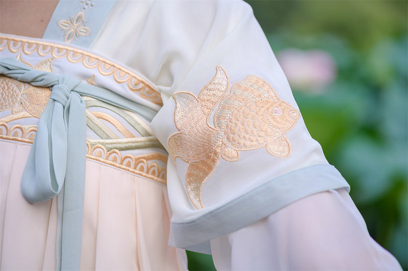 Flower loli goldfish embroidery chiffon dress 3 piece set