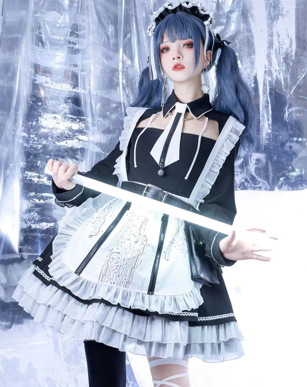 【予約販売】SFメイド ゴスロリエプロン付き長袖ワンピース