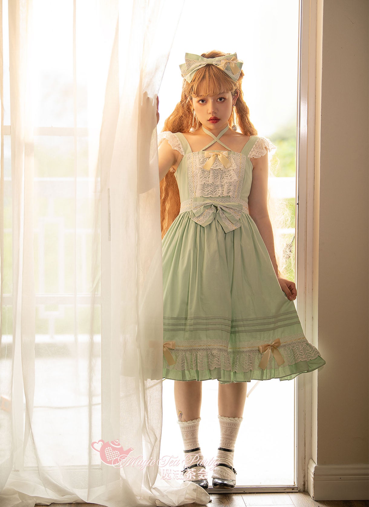ロリィタ☆【BABY】Floralレースフリルジャンパースカート＆カチューシャセット