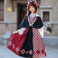 大正浪漫 菱形格子の和ロリジャンパースカートとマント　和ロリ
