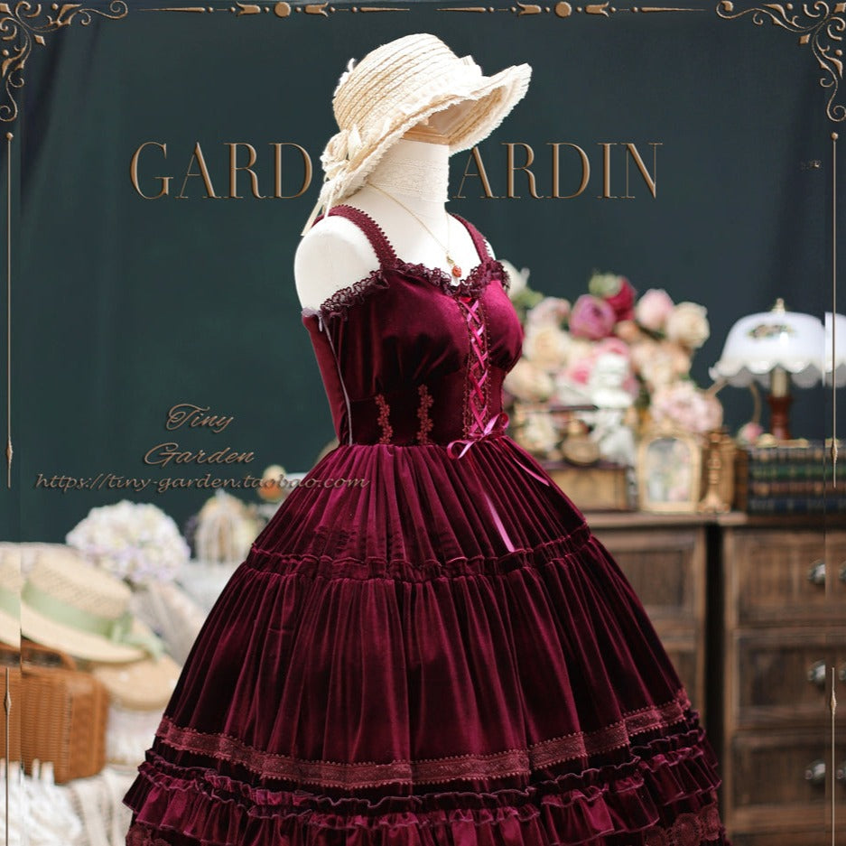 【予約販売】Dream Bouquet ベルベットジャンパースカート ショート丈