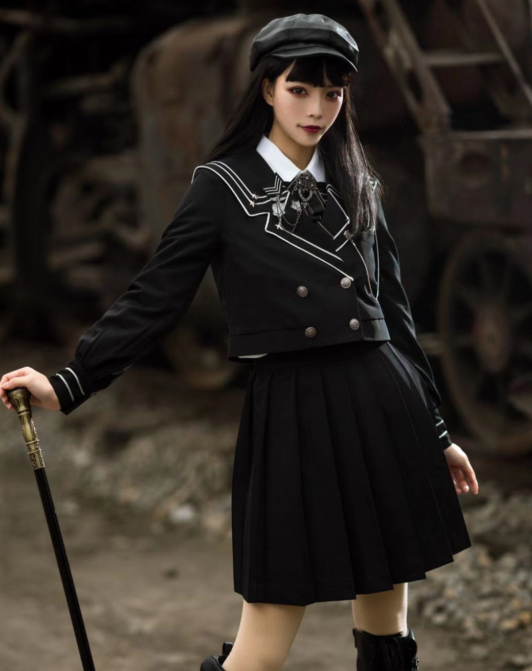 JK uniform-style military lolita 2-piece set