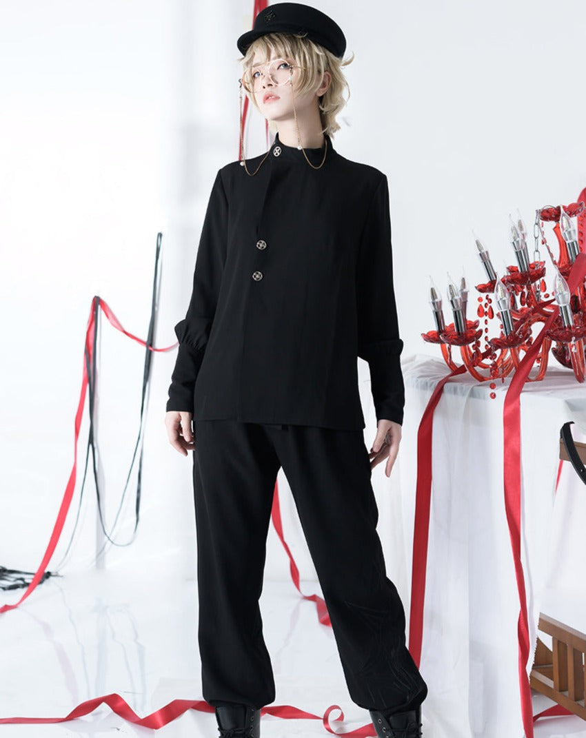 [Pre-order] Black Knight Prince stand collar blouse
