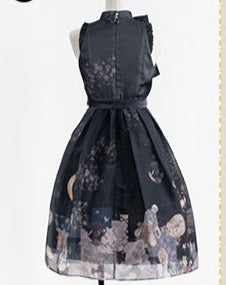 Moonlight flower Japanese style print jumper skirt Japanese loli