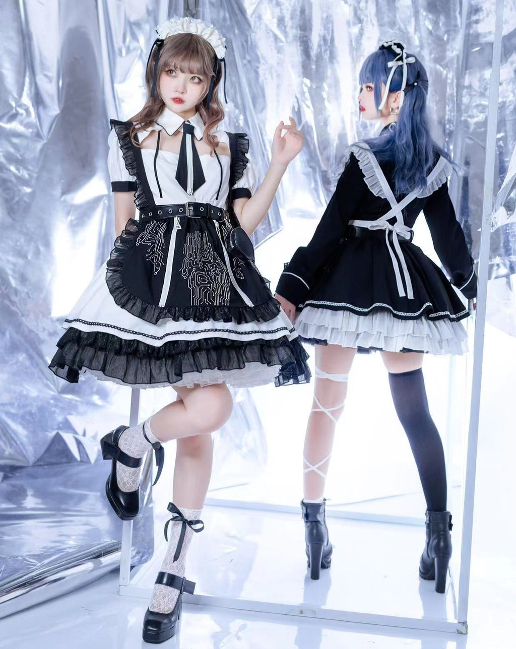 【予約販売】SFメイド ゴスロリエプロン付き半袖ワンピース