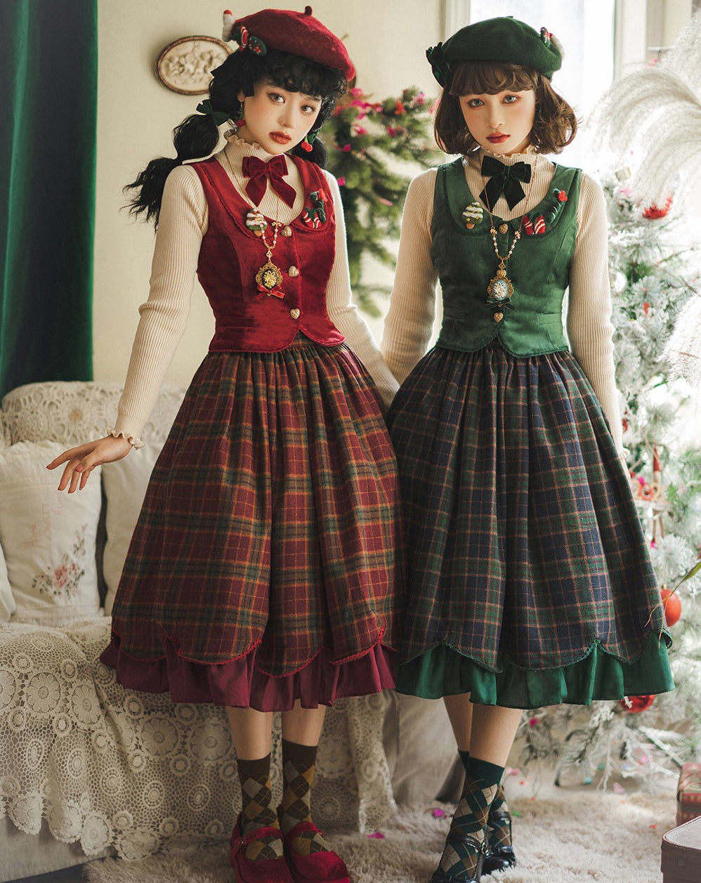 [Simultaneous purchase only] Frame Cat Beret, Ribbon Brooch, Argyle Socks, Bag