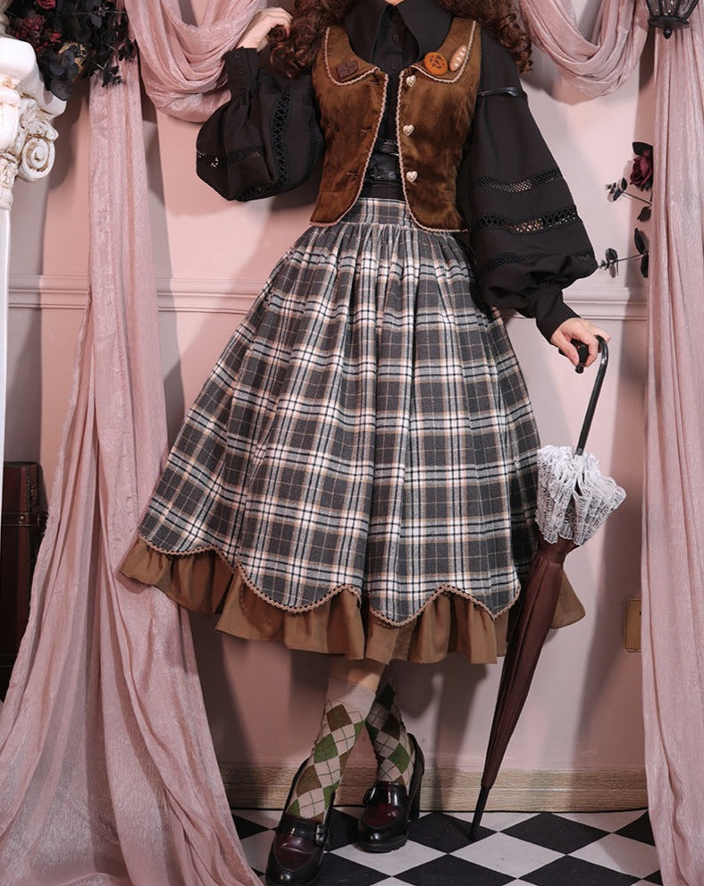 [Pre-order] Classical layered skirt with plaid pattern