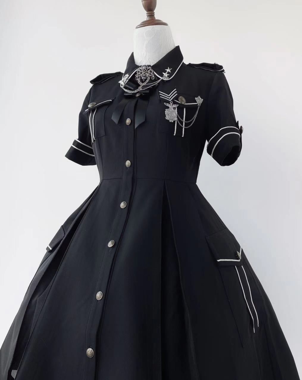 Military Lolita Dark Gothic Short Sleeve Dress