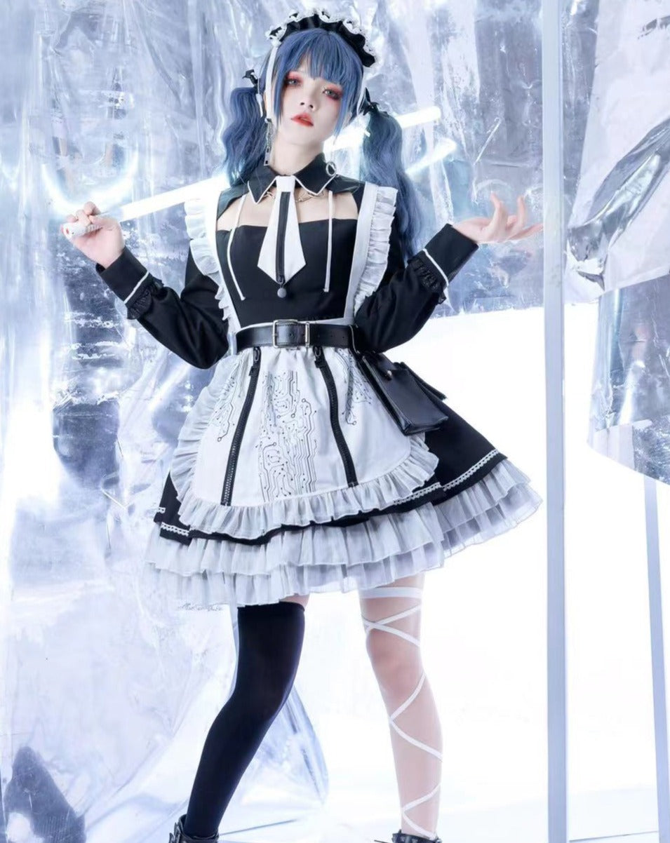 【予約販売】SFメイド ゴスロリエプロン付き長袖ワンピース