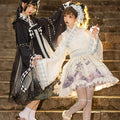 和ロリ 花模様のホワイトミニドレス ヘッドドレス付き