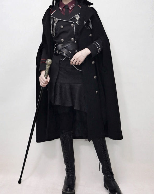 Oath in Black Military Lolita Fur Cloak