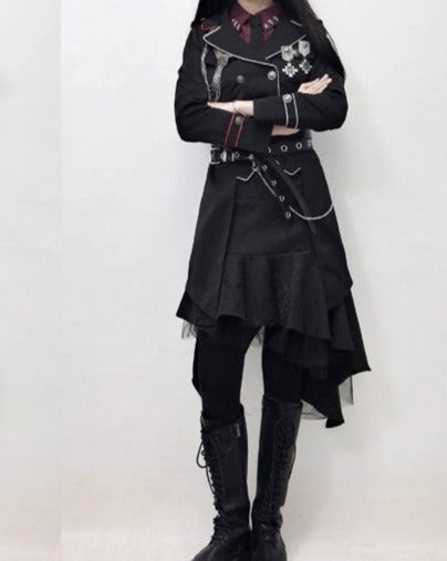 Oath in Black Military Lolita Skirt