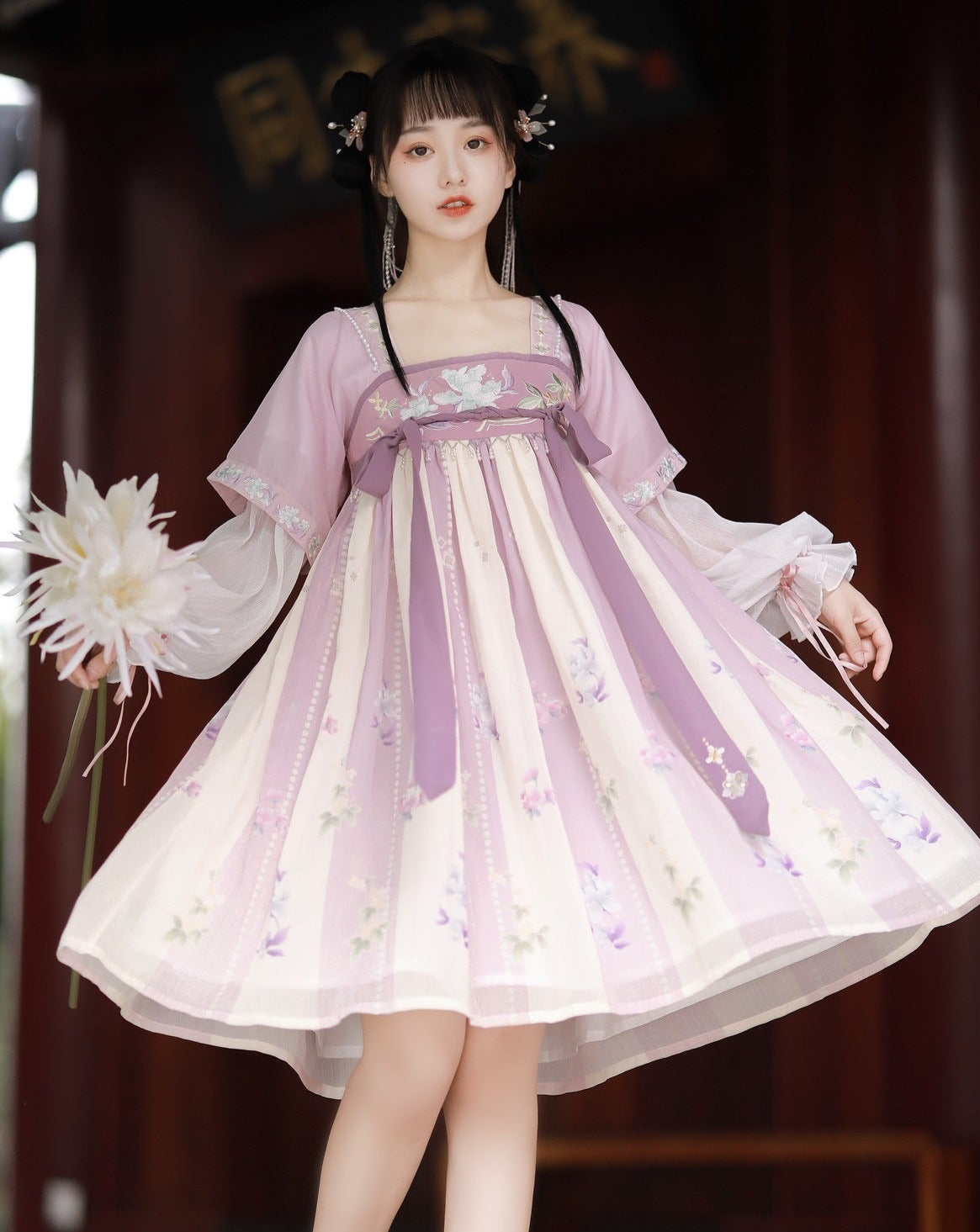 華ロリ 中国風ニュアンスカラーツーピースドレス – ロリータ