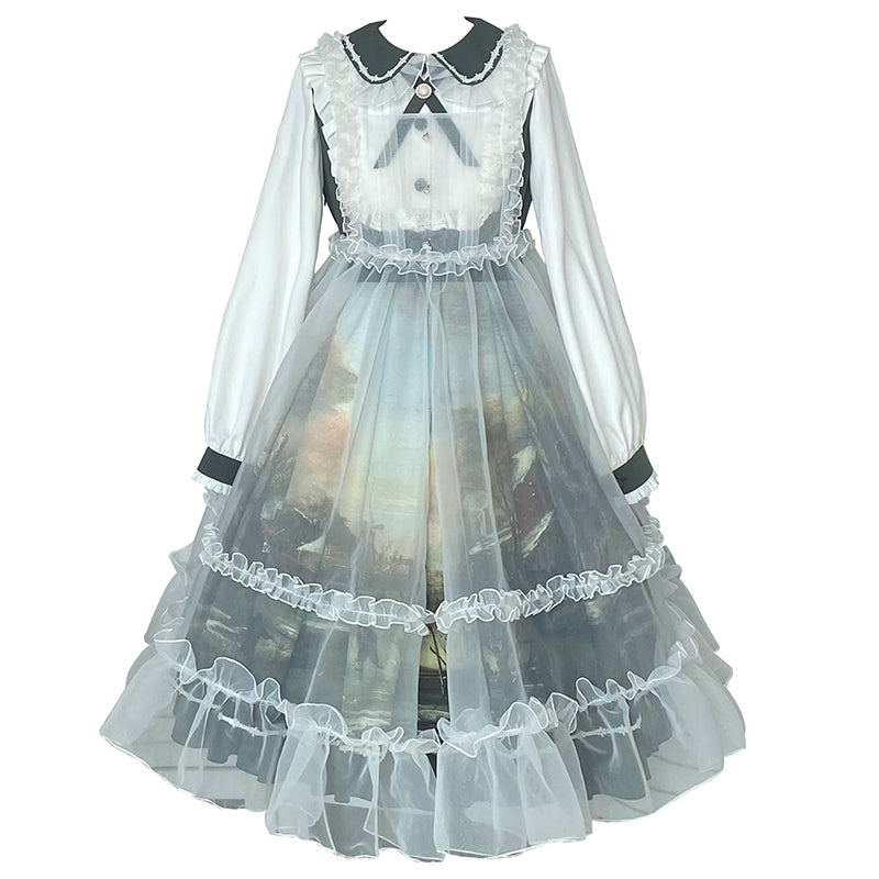 Oil Print Classical Veil Lolita Dress