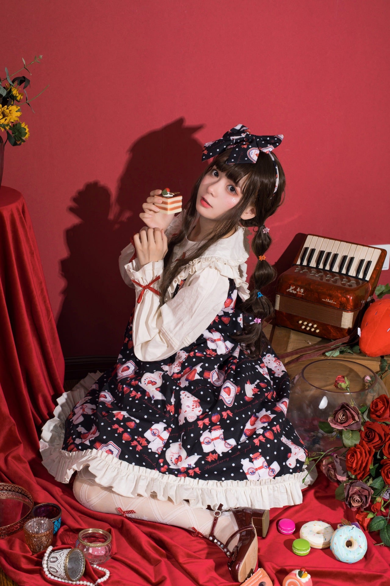 Doll Collar Strawberry Milk Lolita Dress Headdress