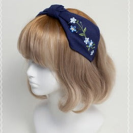 Forget-me-not bouquet embroidery headband
