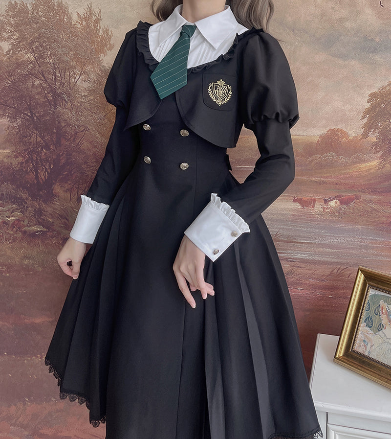 【予約販売】制服風 フェイクレイヤードワンピース
