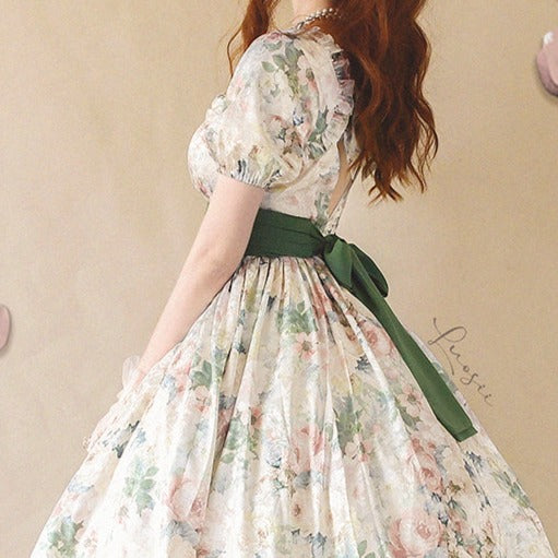 Vintage-inspired floral-print dress