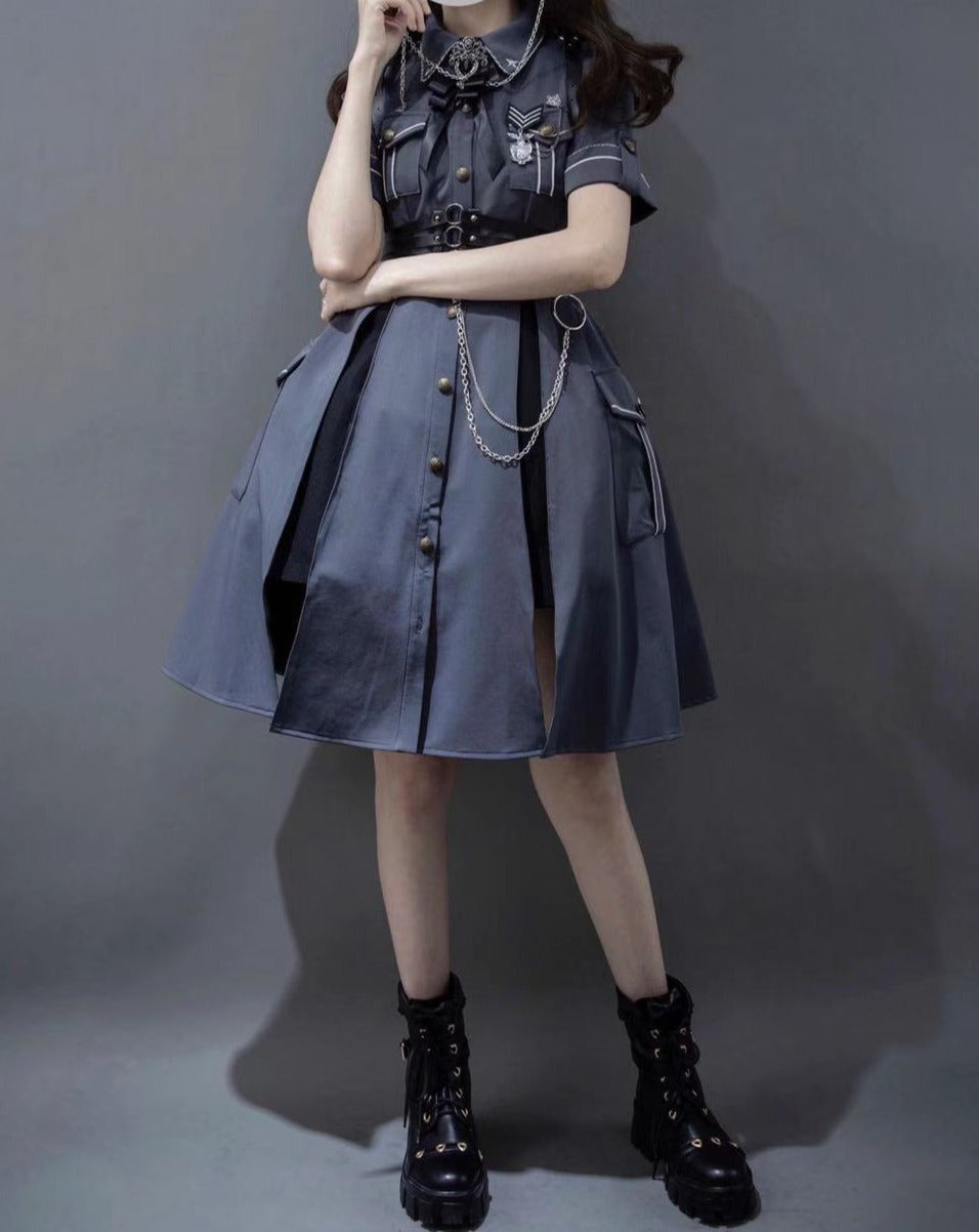 [Pre-order] Military Lolita Dark Gothic Short Sleeve Dress