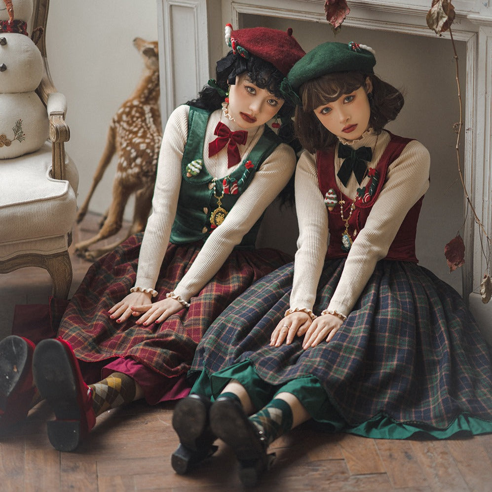 [Pre-order] Classical layered skirt with plaid pattern