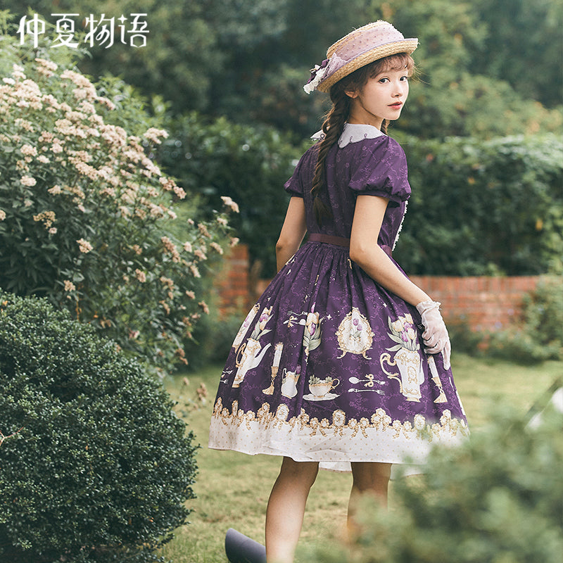 Tulip Tea Party Embroidered Collar Dress