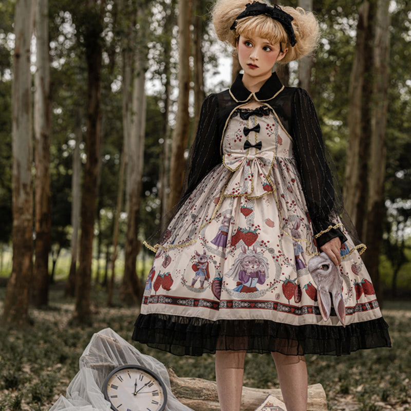 うさぎとイチゴのゴスロリジャンパースカート – ロリータファッション通販RonRon