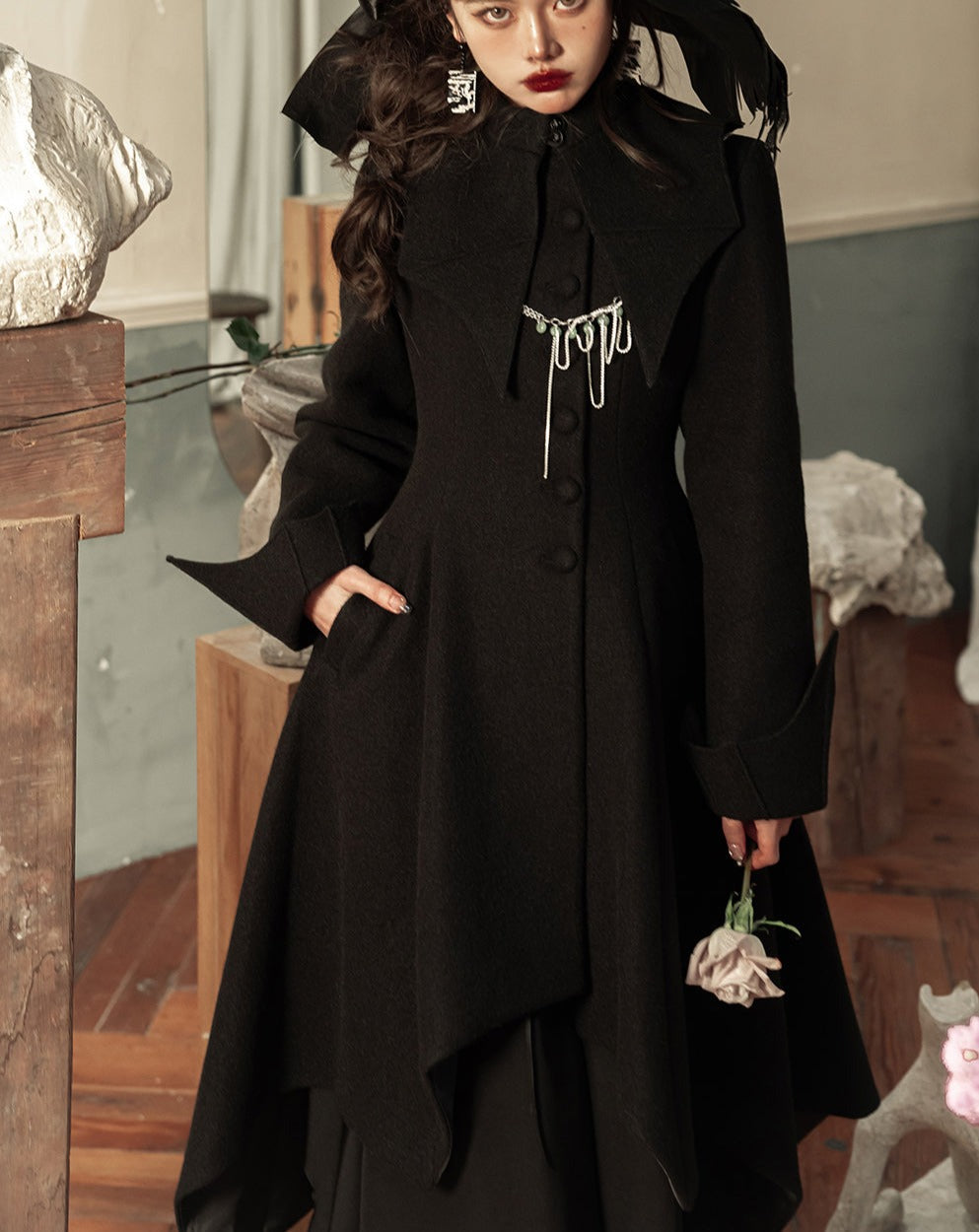 Gothic lolita bat black coat