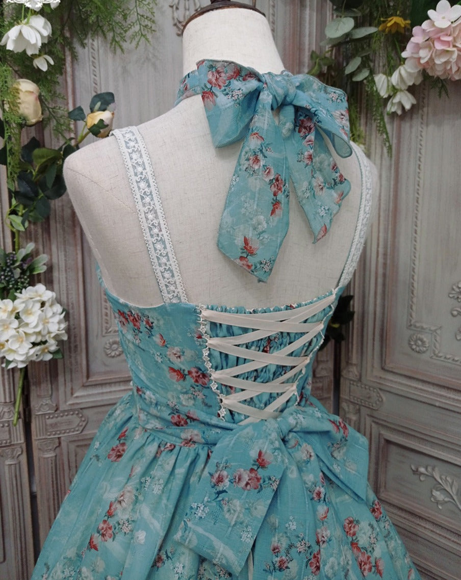 【予約販売】花海棠のフロントリボンクラシカルジャンパースカート