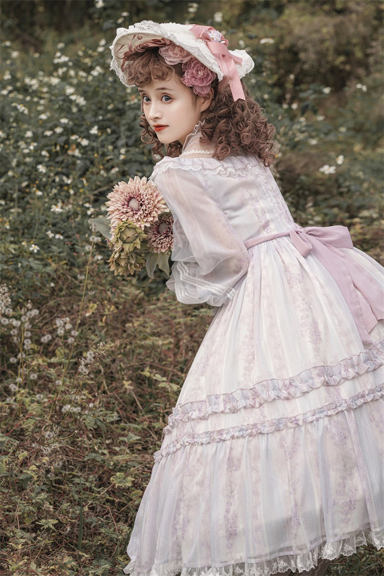 【予約販売】Garden of Flowers シアースタンドカラーワンピース