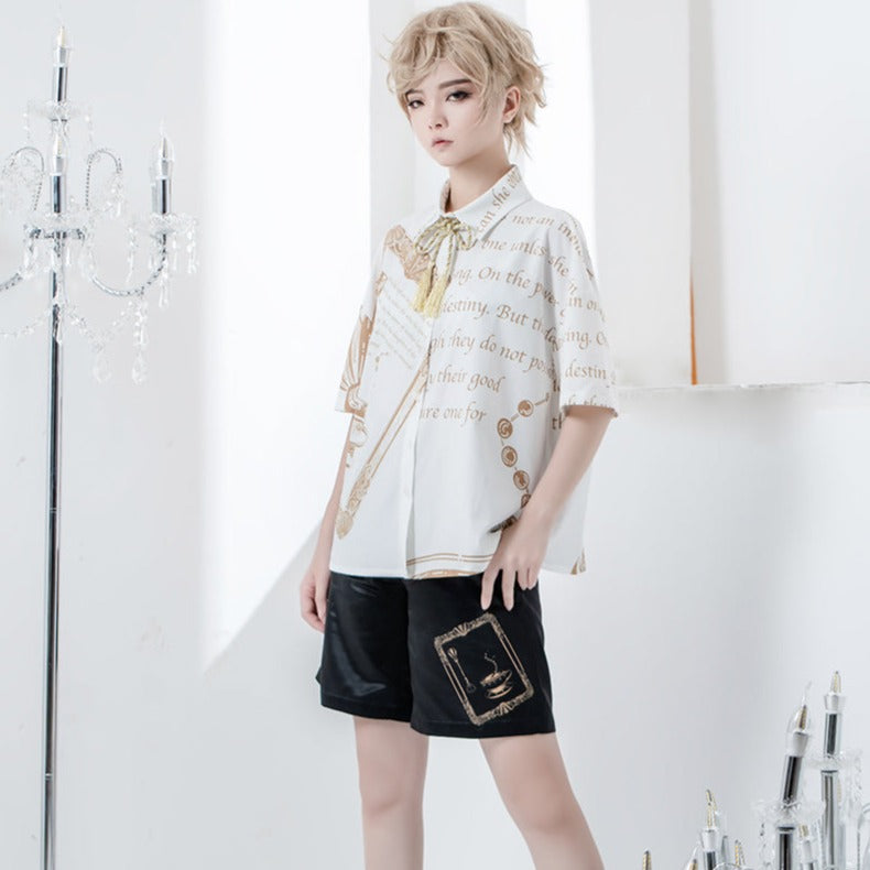 Prince Lolita Black Printed Short Pants